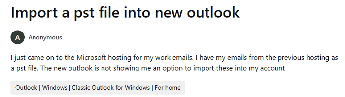 Import PST to New Outlook