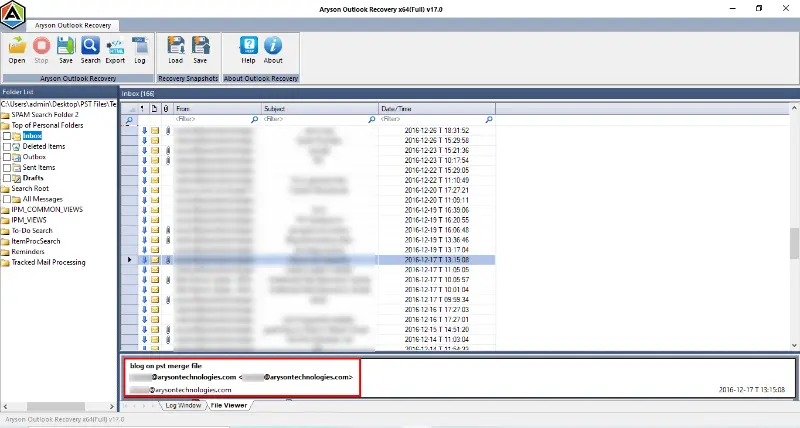 Select items of the PST file & preview them