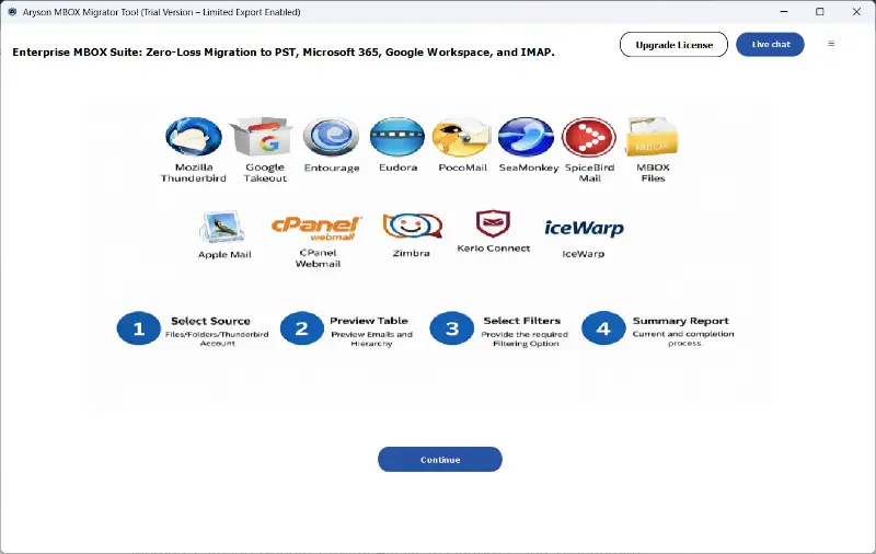 Download and install the Aryson MBOX Migrator