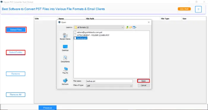 browse your PST files
