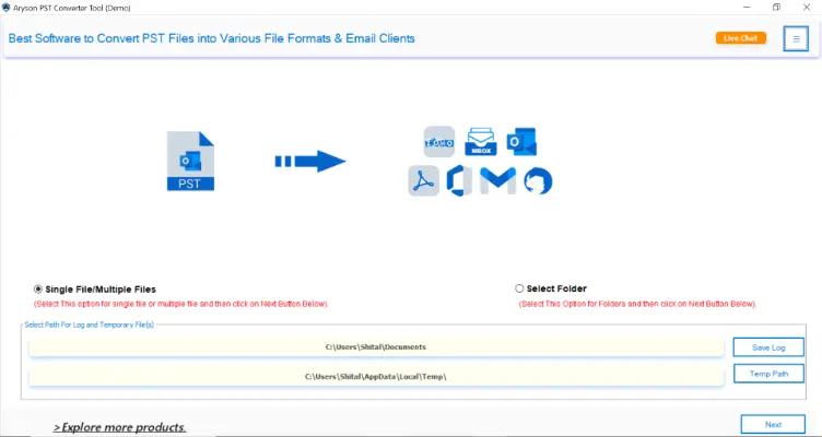 install the Aryson Outlook PST Converter on your PC