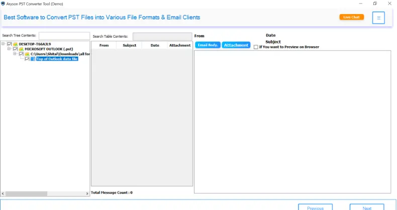 see a preview of all mailbox items