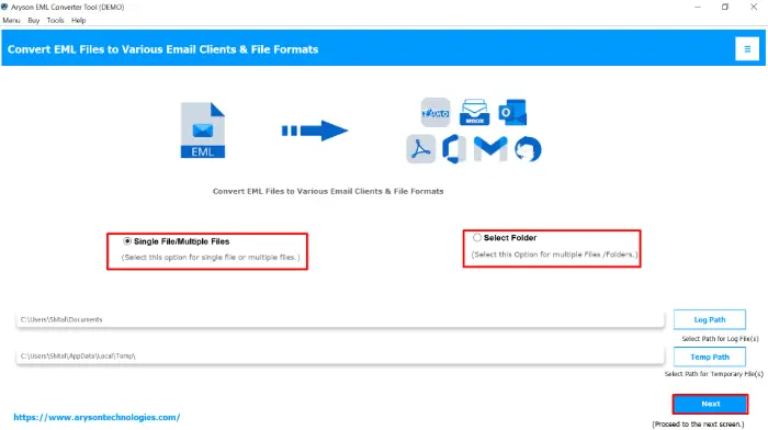 Download and install the Aryson EML Converter Tool