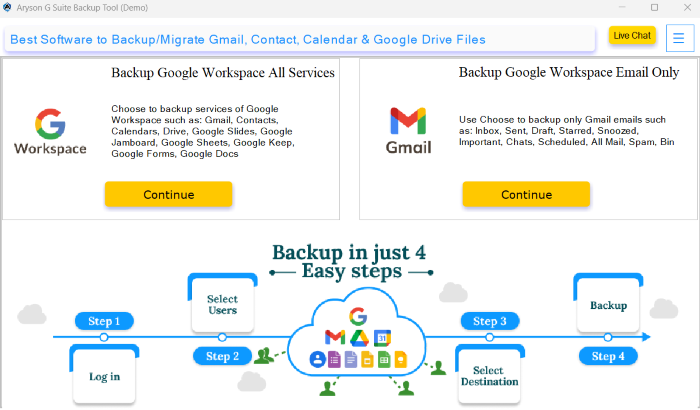 Run the Aryson Google Workspace Migration Tool