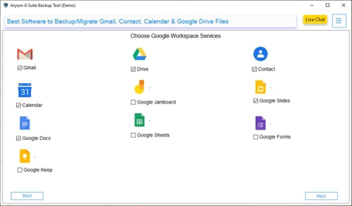 pick any Google Workspace service