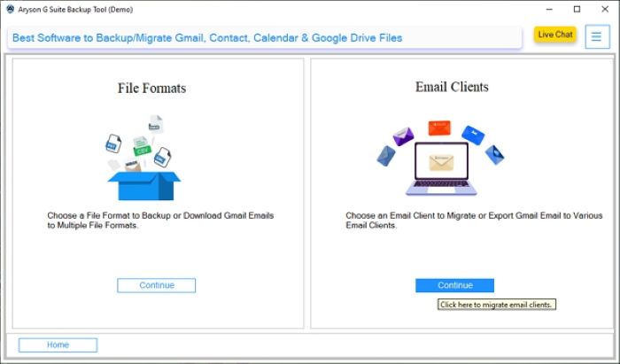 mark the Email Client option and click Continue