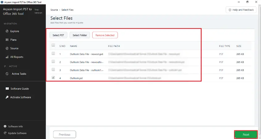 select the PST file from your system