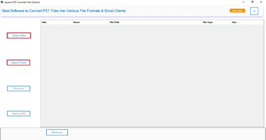 upload single or multiple PST files