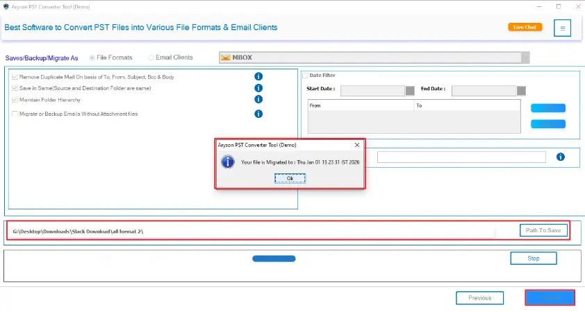 press Convert for conversion & verify the output
