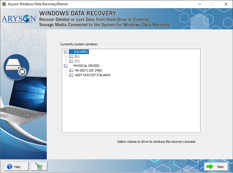 Aryson Windows SSD Data Recovery Tool